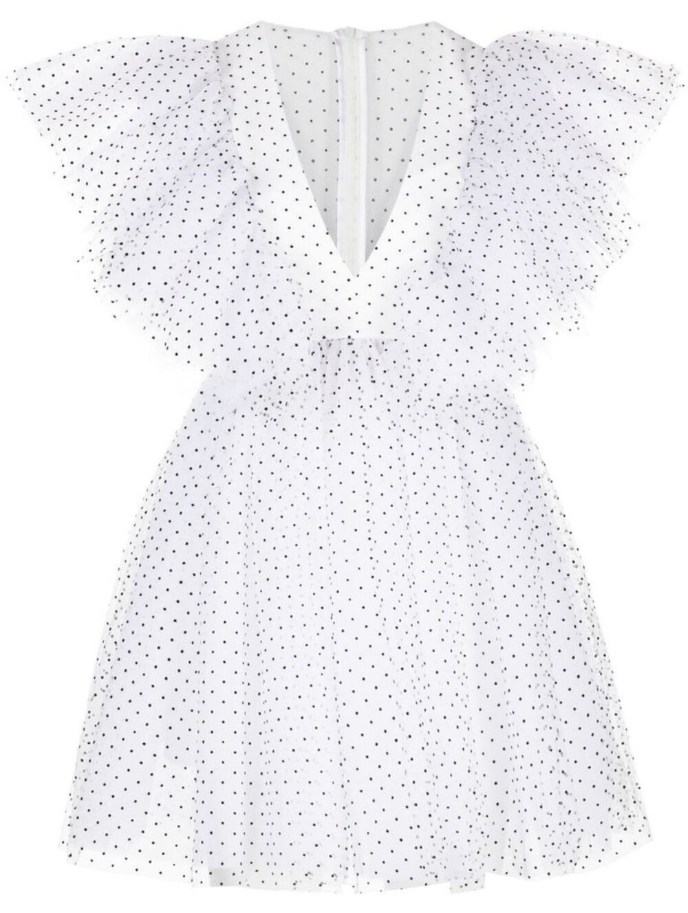 New Macgraw Tabetha Polkadot Tulle White Black Mini Dress NWT Size 10 US